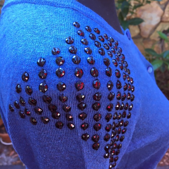 Merona Blue & Black Cotton Short Cardigan Sweater Sz XS - Picture 2 of 5